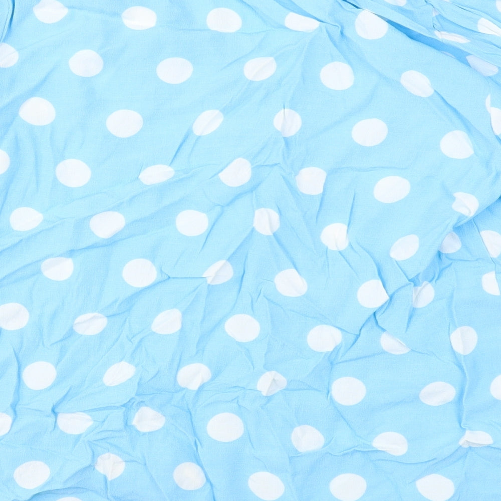 Marks and Spencer Womens Blue Polka Dot Viscose Basic Blouse Size 14 V-Neck