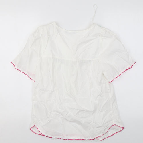 Marks and Spencer Womens White Cotton Basic T-Shirt Size 6 Round Neck
