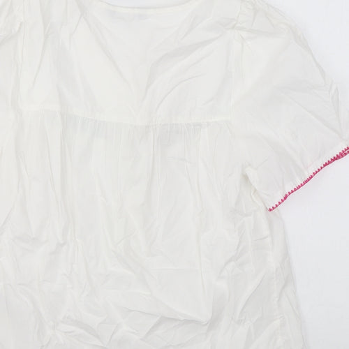 Marks and Spencer Womens White Cotton Basic T-Shirt Size 6 Round Neck