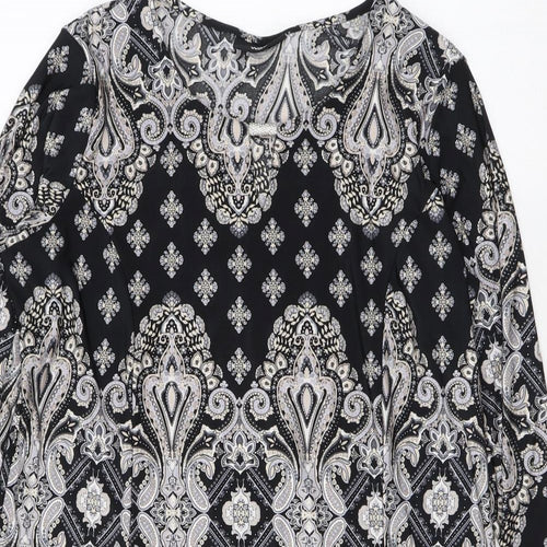 Wallis Womens Black Paisley Polyester A-Line Size M Round Neck Pullover