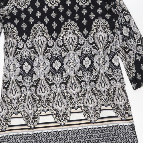 Wallis Womens Black Paisley Polyester A-Line Size M Round Neck Pullover