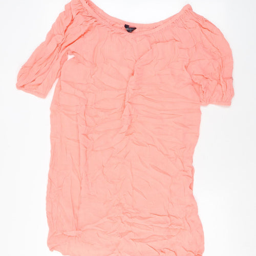 Marks and Spencer Womens Orange Viscose A-Line Size 10 Off the Shoulder Pullover