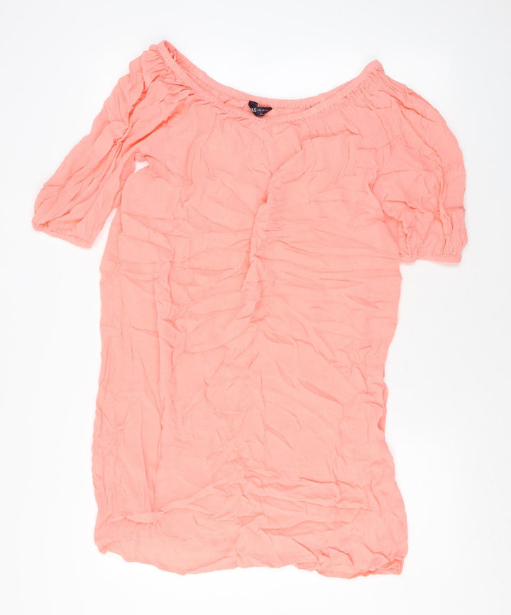Marks and Spencer Womens Orange Viscose A-Line Size 10 Off the Shoulder Pullover
