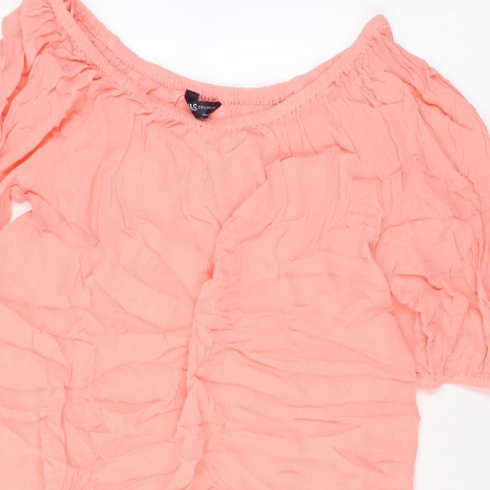 Marks and Spencer Womens Orange Viscose A-Line Size 10 Off the Shoulder Pullover