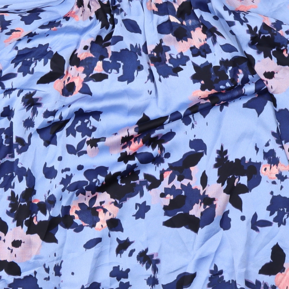 Marks and Spencer Womens Blue Floral Polyester Basic Blouse Size 22 Off the Shoulder