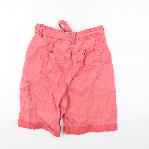 Marks and Spencer Womens Pink Lyocell Cargo Shorts Size 8 L7 in Regular Zip