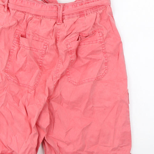 Marks and Spencer Womens Pink Lyocell Cargo Shorts Size 8 L7 in Regular Zip