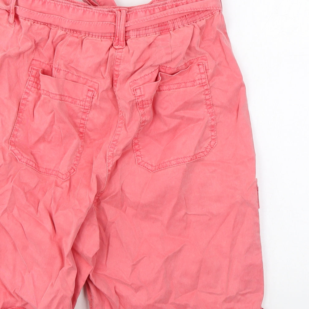 Marks and Spencer Womens Pink Lyocell Cargo Shorts Size 8 L7 in Regular Zip