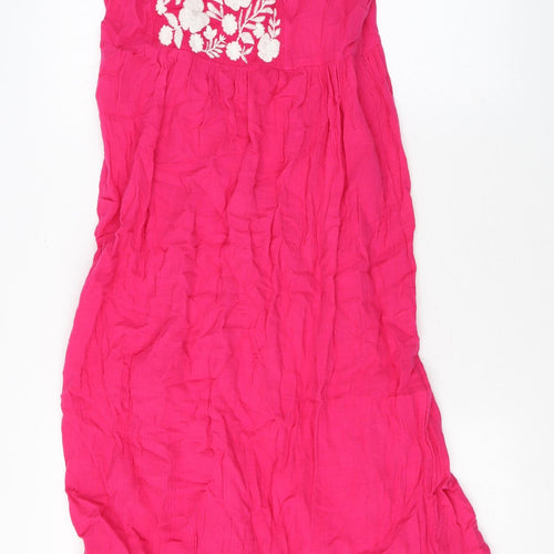 Marks and Spencer Womens Pink Geometric Cotton Maxi Size 12 Square Neck Pullover
