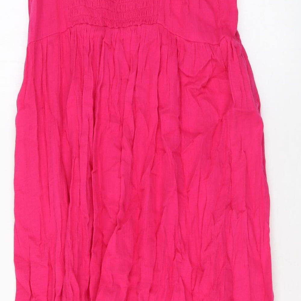 Marks and Spencer Womens Pink Geometric Cotton Maxi Size 12 Square Neck Pullover