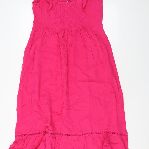 Marks and Spencer Womens Pink Geometric Cotton Maxi Size 12 Square Neck Pullover