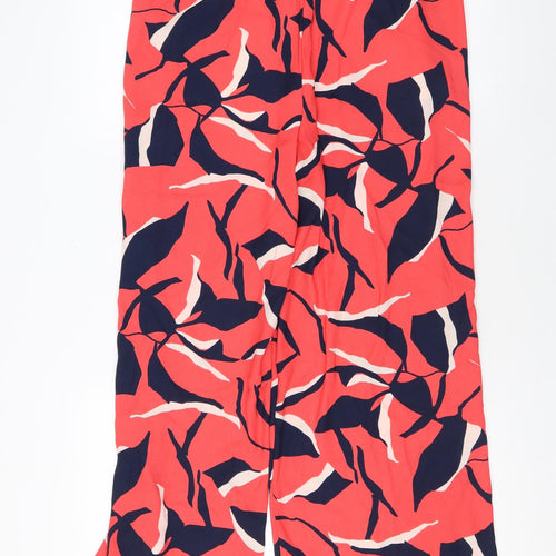 Marks and Spencer Womens Orange Geometric Polyester Trousers Size 14 L27 in Regular Drawstring