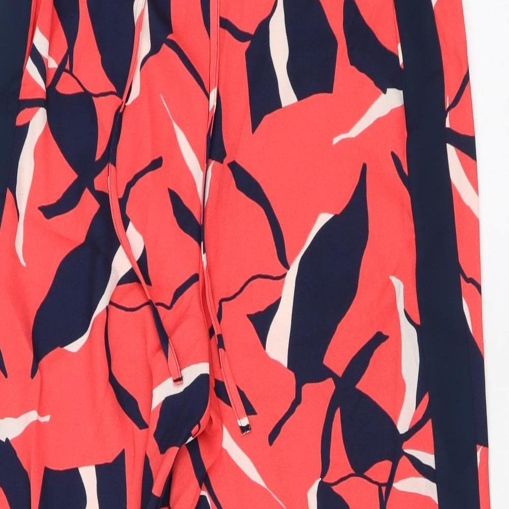 Marks and Spencer Womens Orange Geometric Polyester Trousers Size 14 L27 in Regular Drawstring