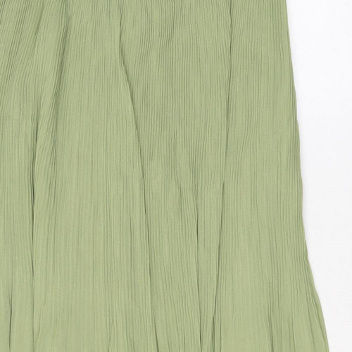 Marks and Spencer Womens Green Polyester Pleated Skirt Size 10 Zip