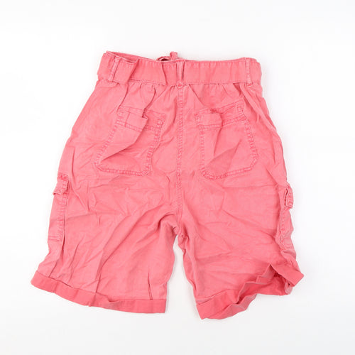 Marks and Spencer Womens Pink Lyocell Cargo Shorts Size 8 L7 in Regular Zip - Pockets
