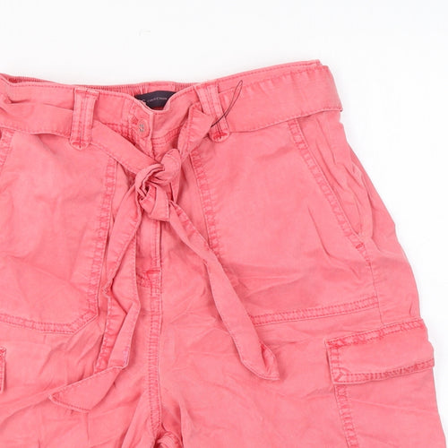 Marks and Spencer Womens Pink Lyocell Cargo Shorts Size 8 L7 in Regular Zip - Pockets