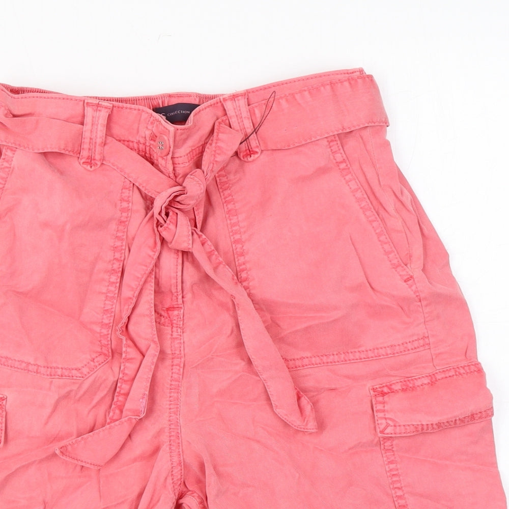 Marks and Spencer Womens Pink Lyocell Cargo Shorts Size 8 L7 in Regular Zip - Pockets