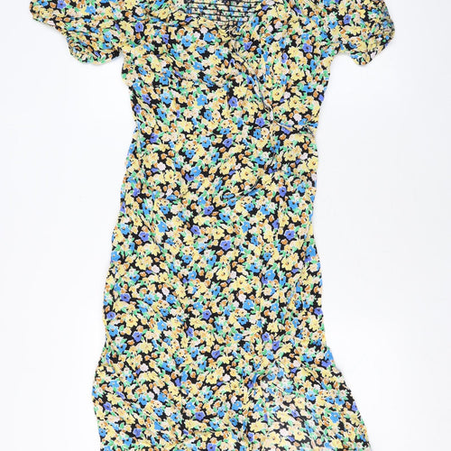 Marks and Spencer Womens Multicoloured Floral Viscose A-Line Size 14 Off the Shoulder Pullover