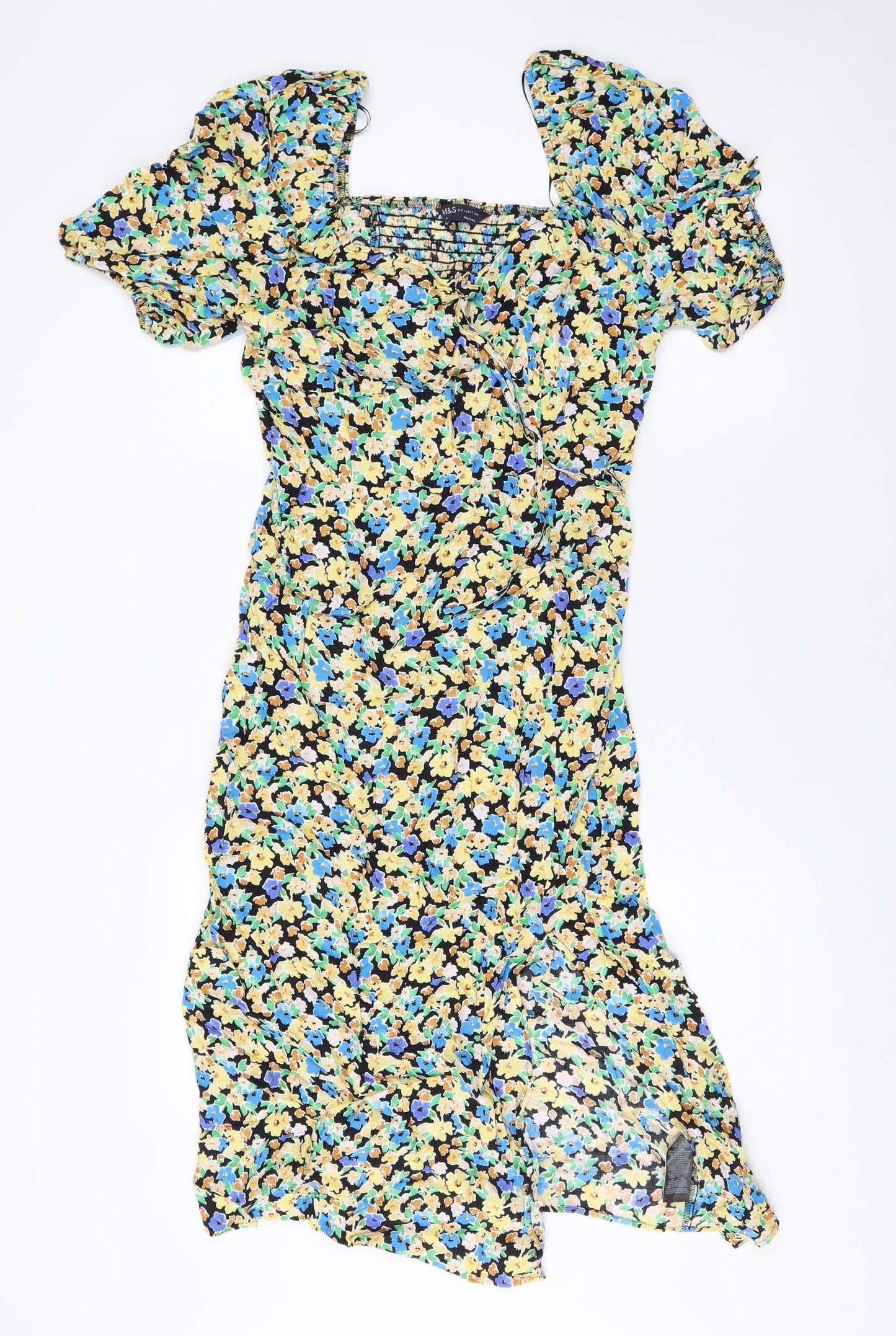 Marks and Spencer Womens Multicoloured Floral Viscose A-Line Size 14 Off the Shoulder Pullover