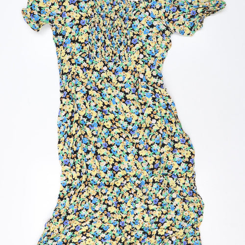 Marks and Spencer Womens Multicoloured Floral Viscose A-Line Size 14 Off the Shoulder Pullover