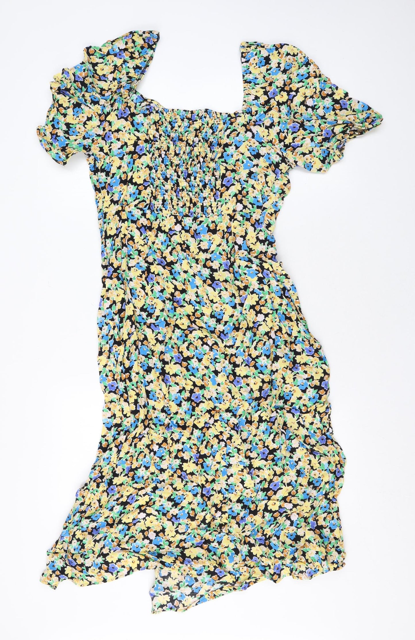 Marks and Spencer Womens Multicoloured Floral Viscose A-Line Size 14 Off the Shoulder Pullover