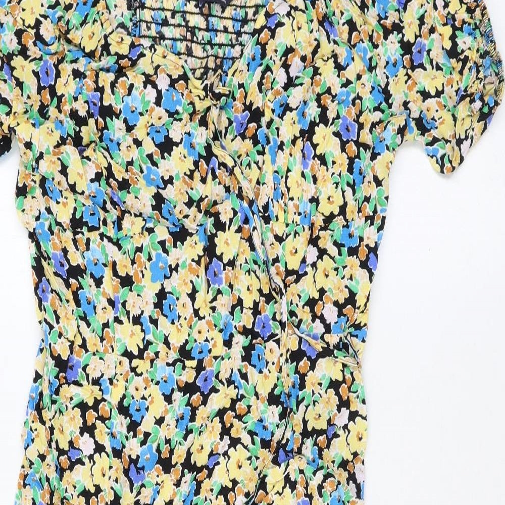 Marks and Spencer Womens Multicoloured Floral Viscose A-Line Size 14 Off the Shoulder Pullover