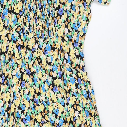 Marks and Spencer Womens Multicoloured Floral Viscose A-Line Size 14 Off the Shoulder Pullover