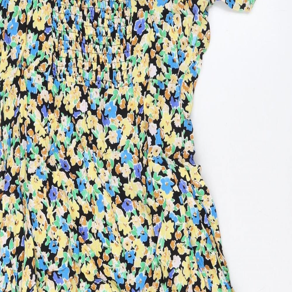 Marks and Spencer Womens Multicoloured Floral Viscose A-Line Size 14 Off the Shoulder Pullover