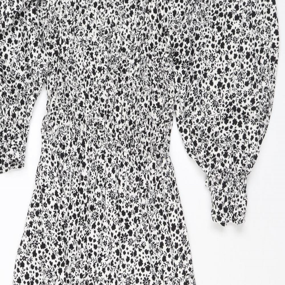 Marks and Spencer Womens White Floral Viscose Maxi Size 6 Off the Shoulder Pullover