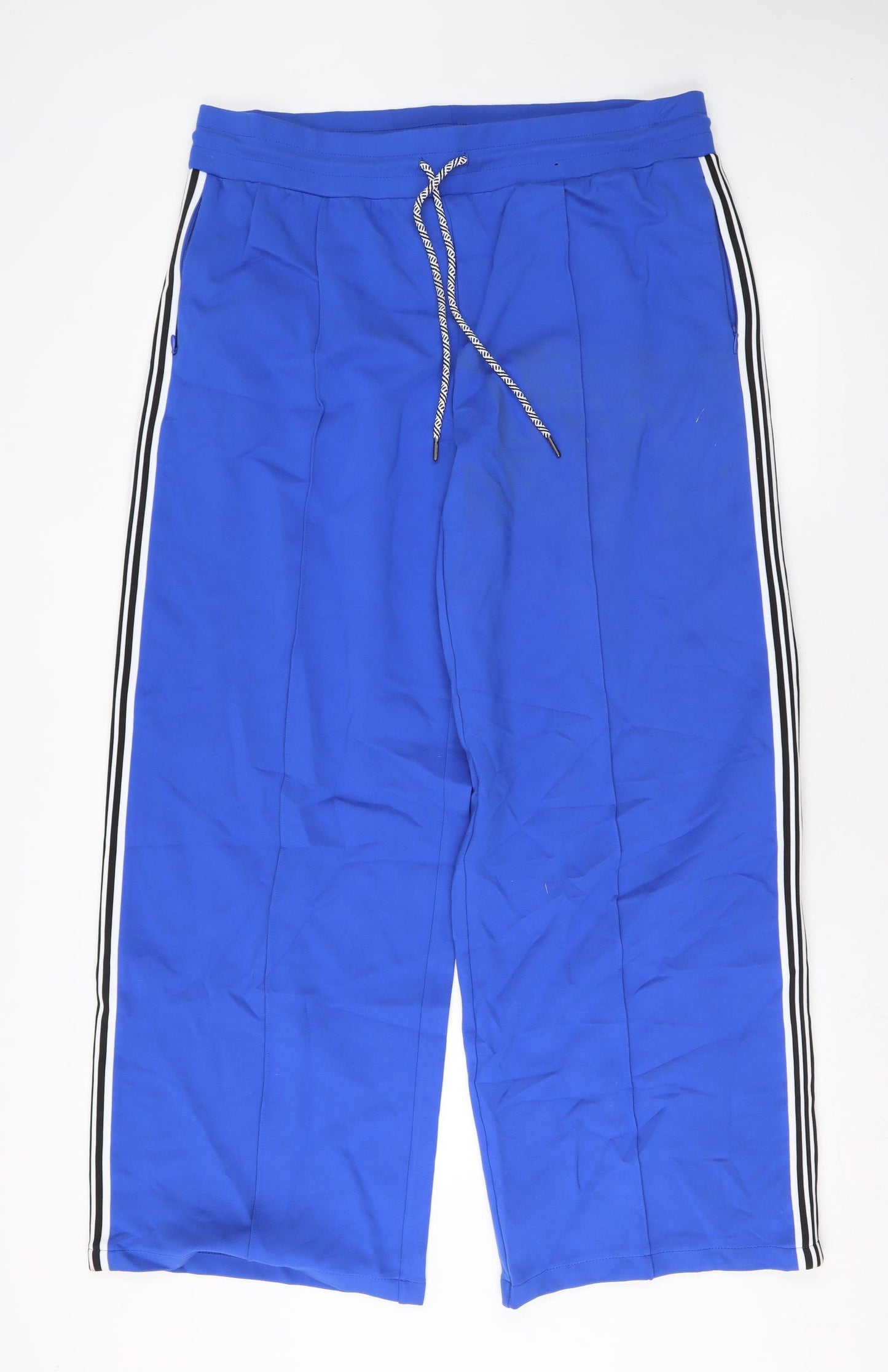 Marks and Spencer Womens Blue Viscose Jogger Trousers Size 16 L30 in Regular Drawstring