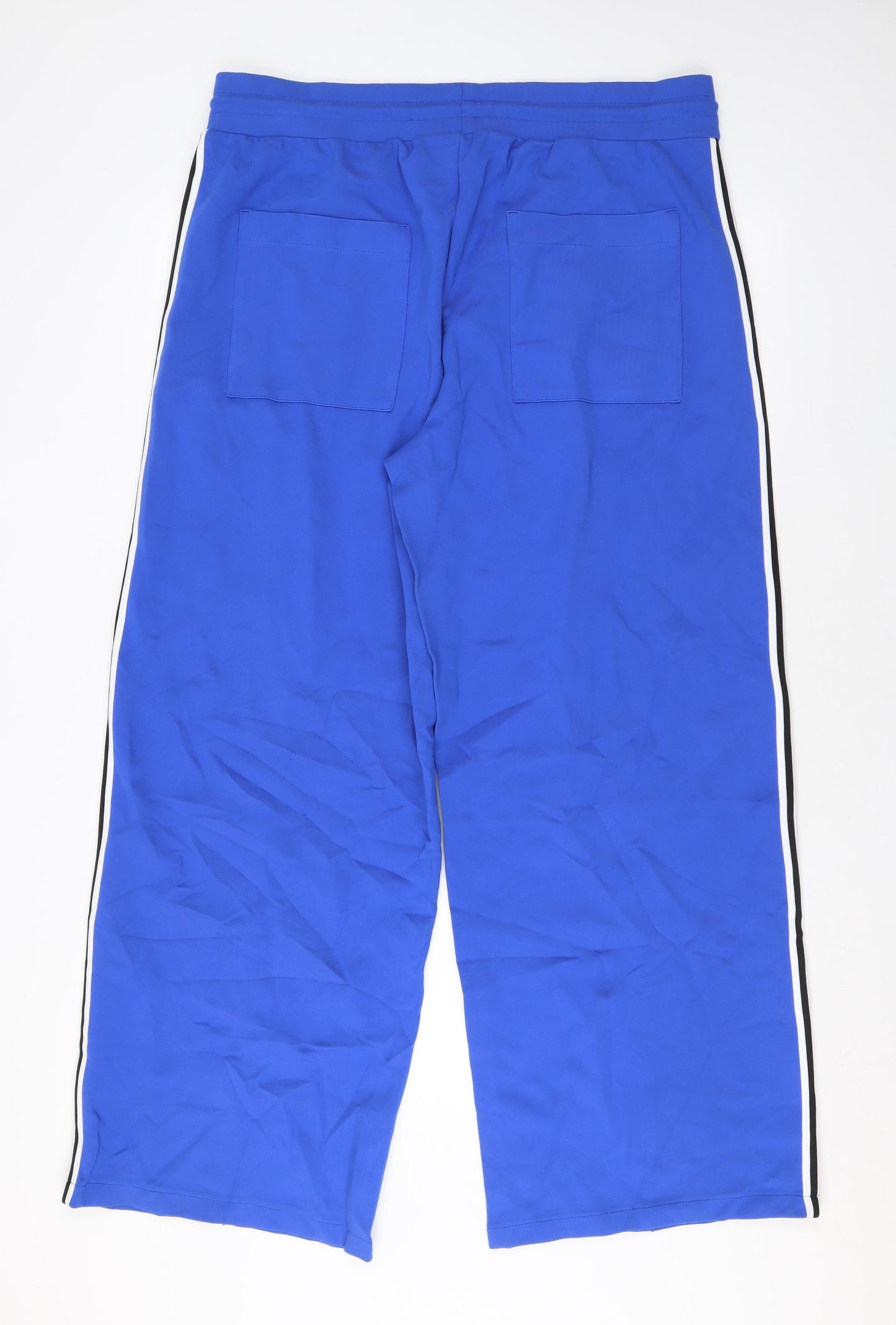 Marks and Spencer Womens Blue Viscose Jogger Trousers Size 16 L30 in Regular Drawstring