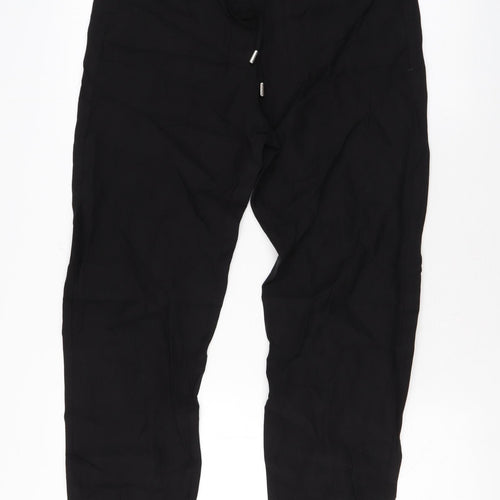 Marks and Spencer Womens Black Lyocell Trousers Size 10 L29 in Regular Drawstring