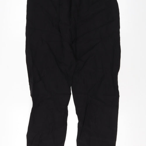 Marks and Spencer Womens Black Lyocell Trousers Size 10 L29 in Regular Drawstring