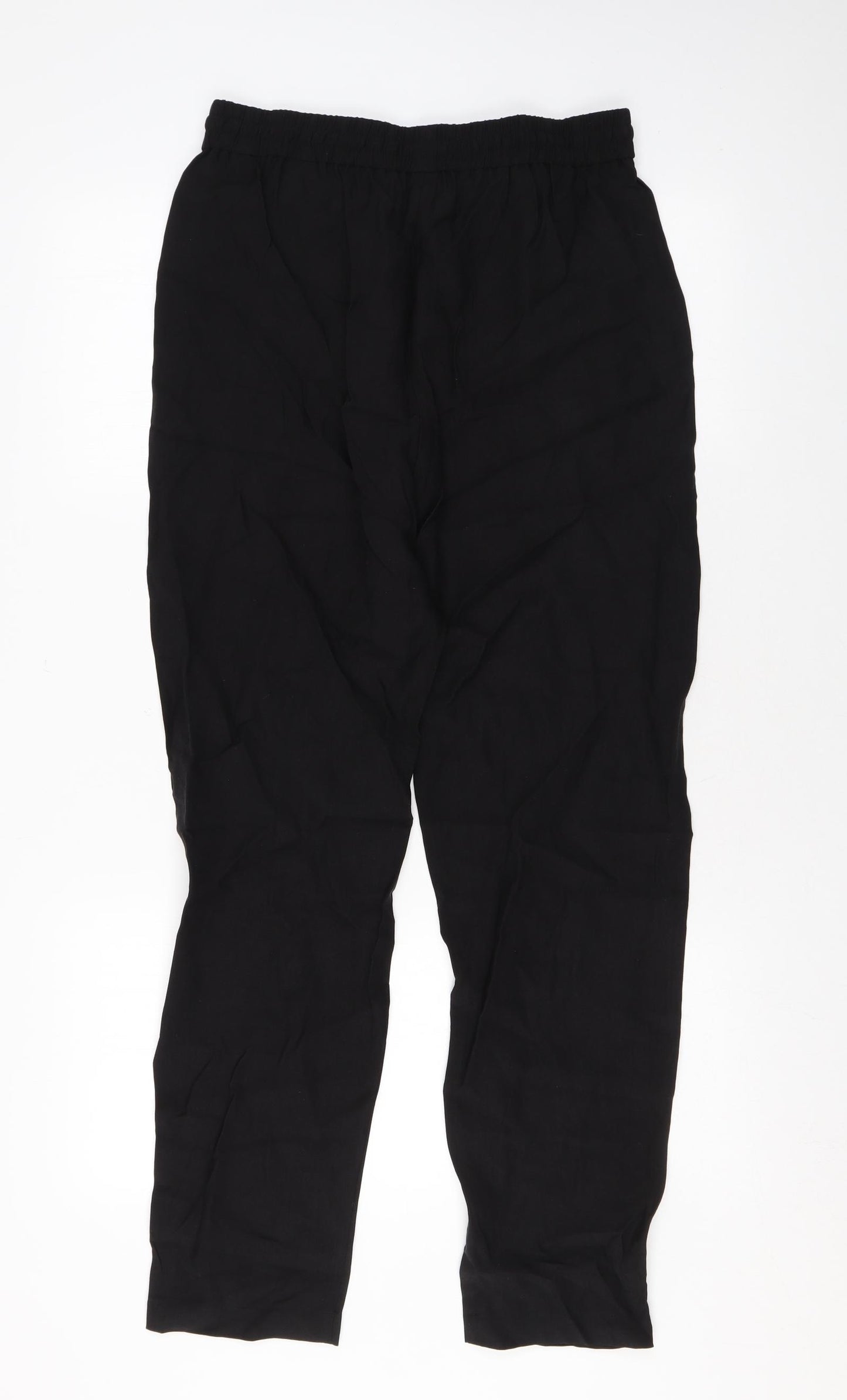 Marks and Spencer Womens Black Lyocell Trousers Size 10 L29 in Regular Drawstring