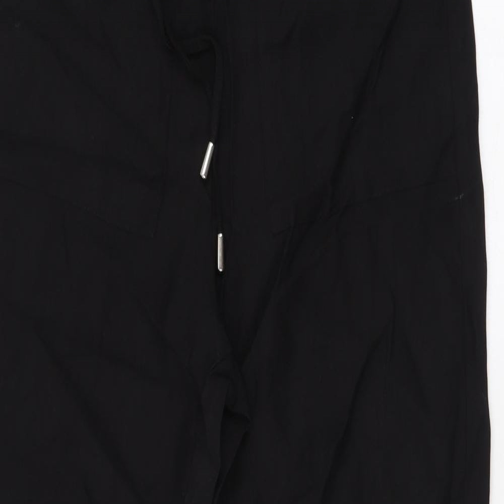 Marks and Spencer Womens Black Lyocell Trousers Size 10 L29 in Regular Drawstring