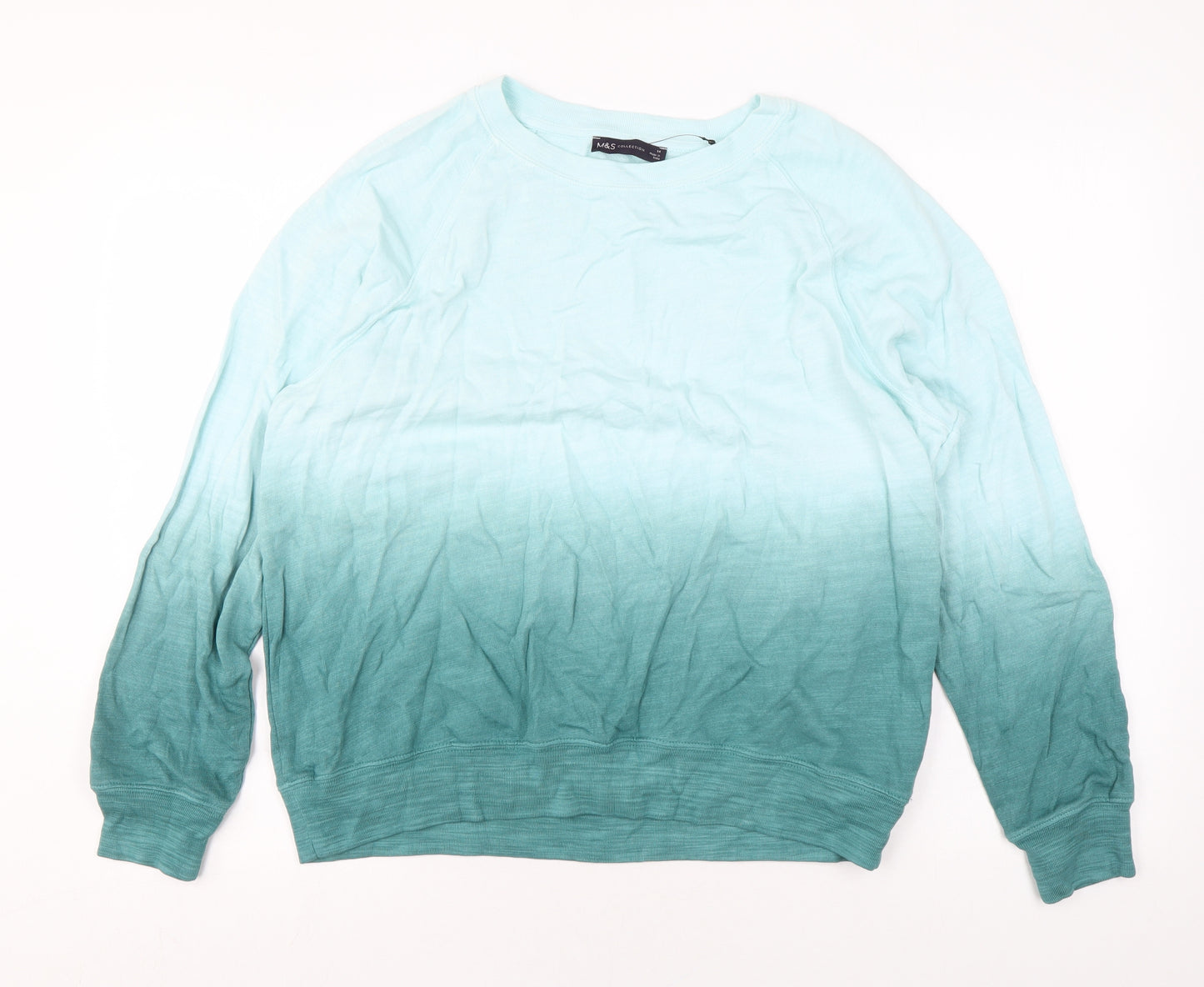 Marks and Spencer Womens Blue Cotton Pullover Sweatshirt Size 14 Pullover