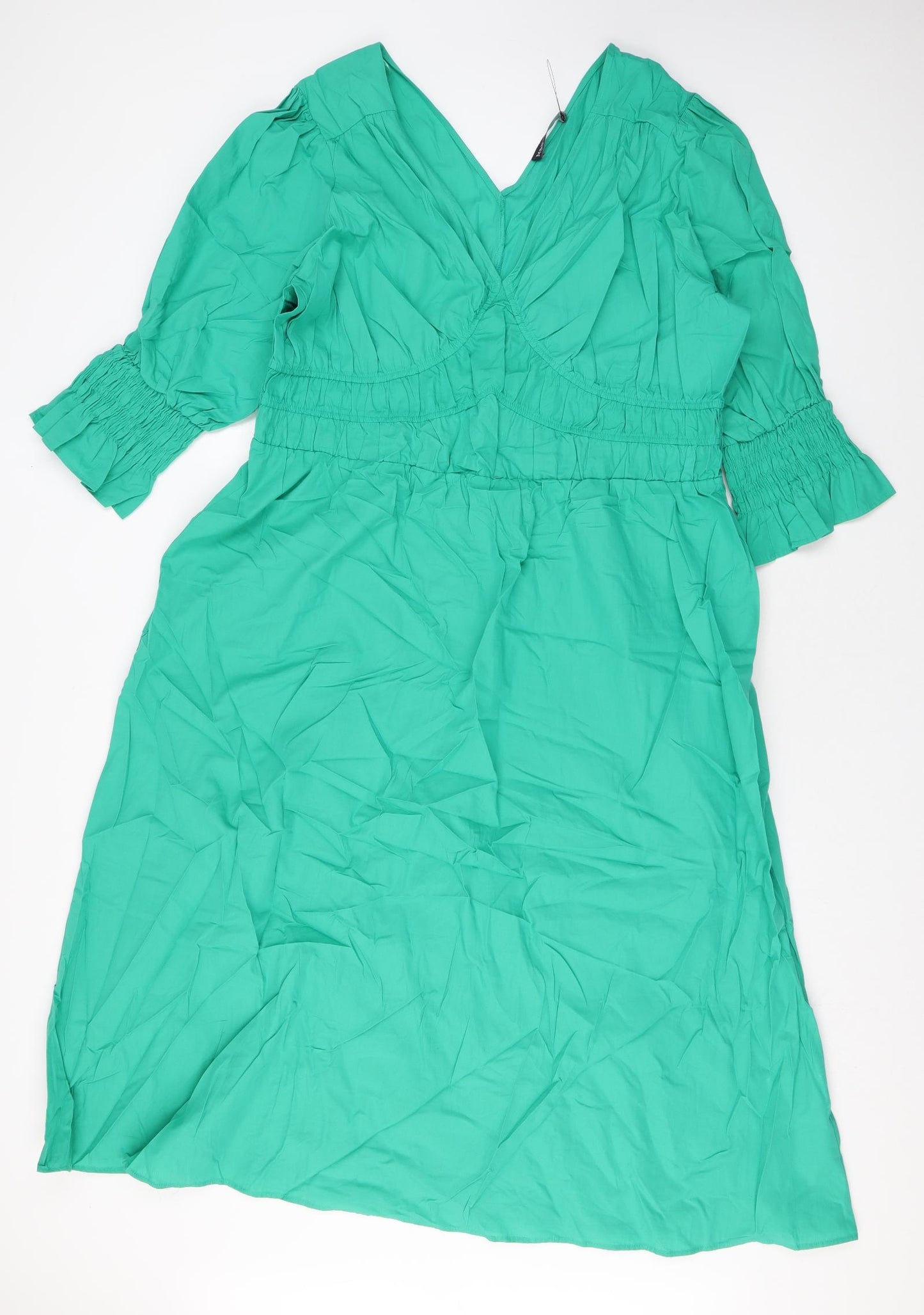 Marks and Spencer Womens Green Cotton Maxi Size 20 V-Neck Pullover