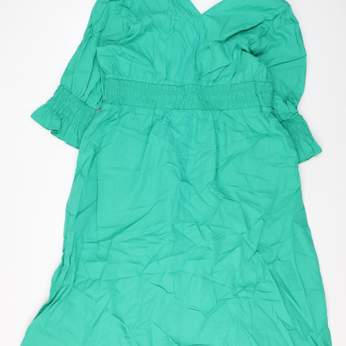 Marks and Spencer Womens Green Cotton Maxi Size 20 V-Neck Pullover