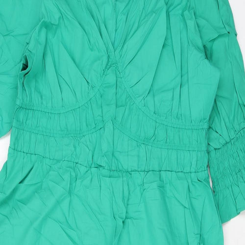 Marks and Spencer Womens Green Cotton Maxi Size 20 V-Neck Pullover