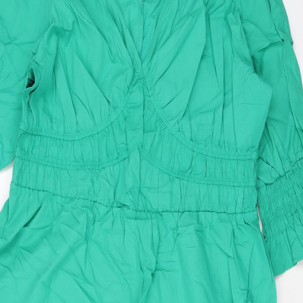 Marks and Spencer Womens Green Cotton Maxi Size 20 V-Neck Pullover