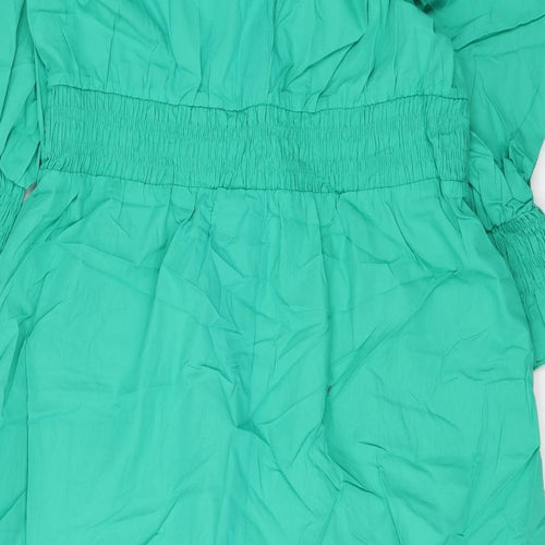 Marks and Spencer Womens Green Cotton Maxi Size 20 V-Neck Pullover