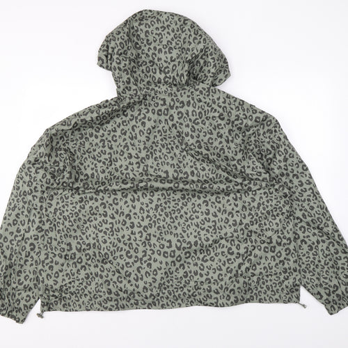 Marks and Spencer Womens Green Animal Print Rain Coat Jacket Size XL Zip