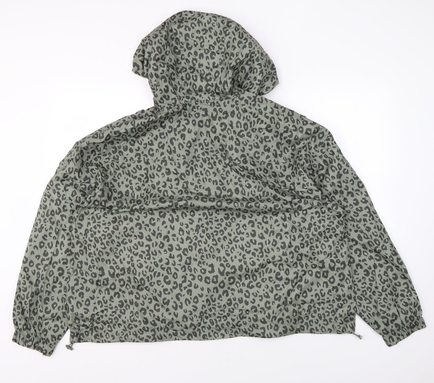 Marks and Spencer Womens Green Animal Print Rain Coat Jacket Size XL Zip