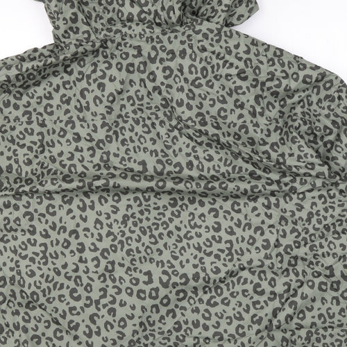 Marks and Spencer Womens Green Animal Print Rain Coat Jacket Size XL Zip