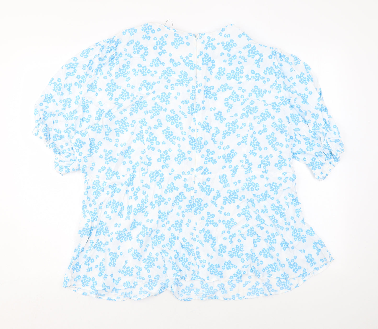 Marks and Spencer Womens White Floral Viscose Basic T-Shirt Size 24 Round Neck