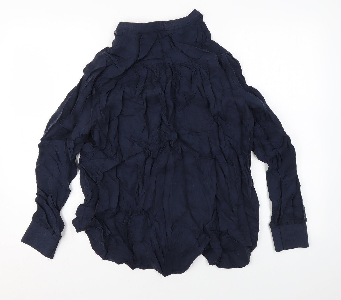 Autograph Womens Blue Cupro Basic Button-Up Size 14 Round Neck