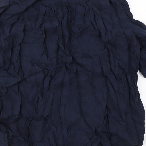 Autograph Womens Blue Cupro Basic Button-Up Size 14 Round Neck