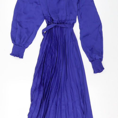 Marks and Spencer Womens Blue Polyester Maxi Size 10 Boat Neck Pullover