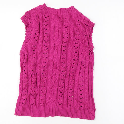 Per Una Womens Pink Geometric Cotton Basic Button-Up Size 6 Round Neck