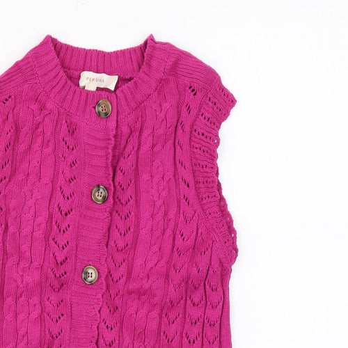 Per Una Womens Pink Geometric Cotton Basic Button-Up Size 6 Round Neck